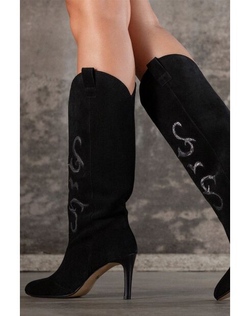 Botas Kate de piel negras - tacón de 7,5 cm