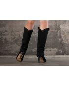 Schwarze Lederstiefel Kate - 7,5 cm Absatz