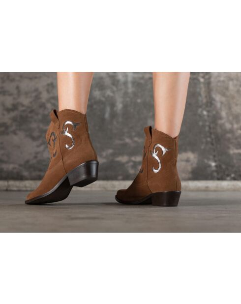 Stivaletti Dallas Cognac Santiags in pelle