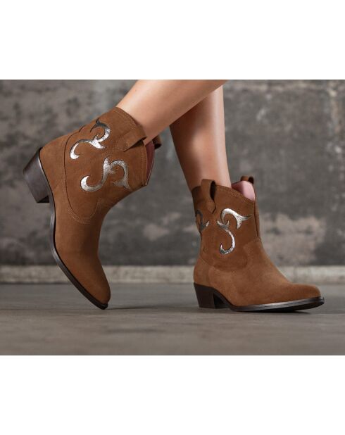 Stivaletti Dallas Cognac Santiags in pelle