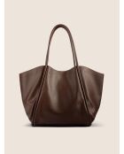 Big Big World New Tragetasche aus braunem Leder - 55x25 cm