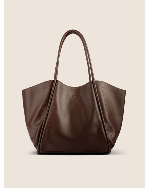 Bolso Big Big World New de piel marrón - 55x25 cm