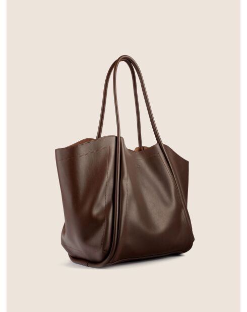 Bolso Big Big World New de piel marrón - 55x25 cm