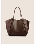 Big Big World New Tragetasche aus braunem Leder - 55x25 cm