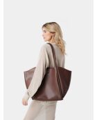 Big Big World New Tragetasche aus braunem Leder - 55x25 cm