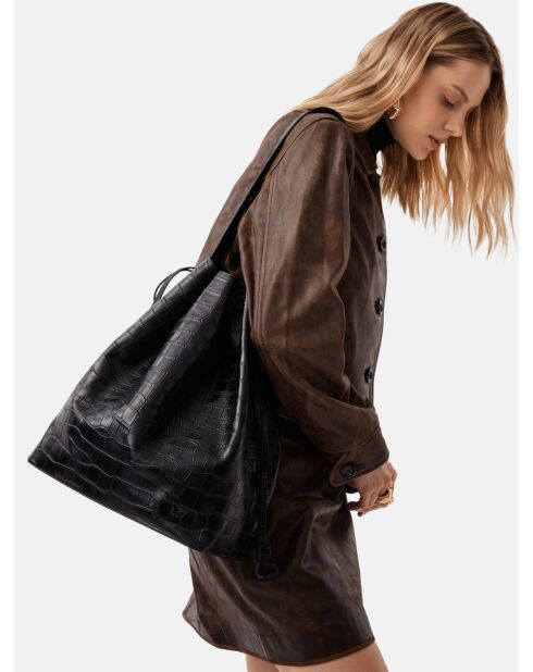 Bolso bandolera Urban Nomad de piel negra - 30x16 cm