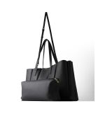 Sac cabas en cuir The Crispy Edge noir - 60x14 cm