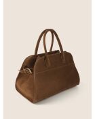 Bolso de mano Bon Voyage Mini de piel aterciopelada coñac - 32x18 cm