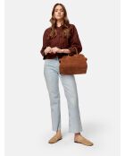 Bolso de mano Bon Voyage Mini de piel aterciopelada coñac - 32x18 cm