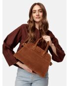 Bolso de mano Bon Voyage Mini de piel aterciopelada coñac - 32x18 cm
