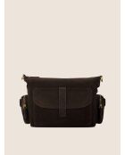 Borsa a tracolla Globetrotter Mini in pelle di velluto marrone - 42x16 cm