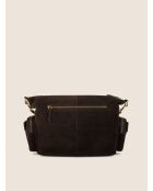 Borsa a tracolla Globetrotter Mini in pelle di velluto marrone - 42x16 cm