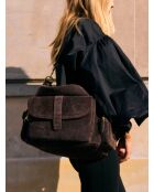 Borsa a tracolla Globetrotter Mini in pelle di velluto marrone - 42x16 cm