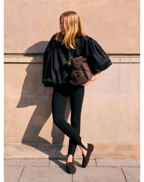 Borsa a tracolla Globetrotter Mini in pelle di velluto marrone - 42x16 cm
