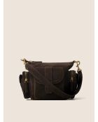 Borsa a tracolla Globetrotter Mini in pelle marrone scuro - 30x14 cm
