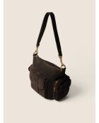 Borsa a tracolla Globetrotter Mini in pelle marrone scuro - 30x14 cm