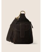 Borsa a tracolla Globetrotter Mini in pelle marrone scuro - 30x14 cm