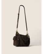 Borsa a tracolla Globetrotter Mini in pelle marrone scuro - 30x14 cm