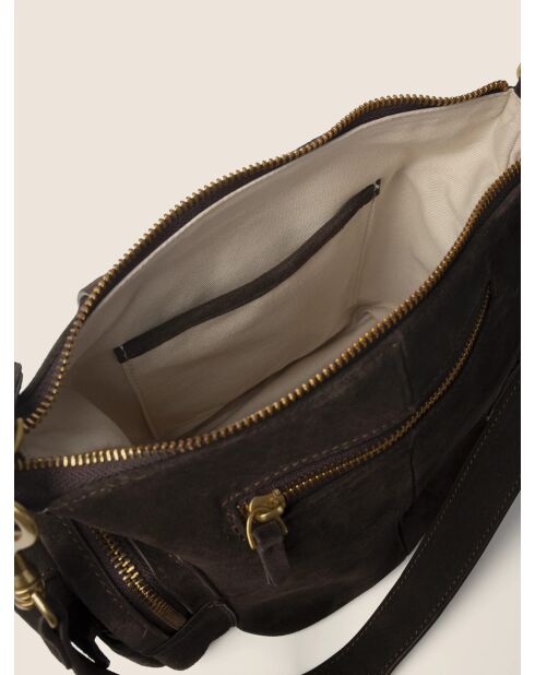 Borsa a tracolla Globetrotter Mini in pelle marrone scuro - 30x14 cm