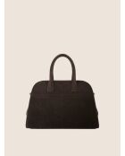 Borsa a mano Bon Voyage Mini in pelle di velluto marrone - 32x18 cm