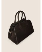 Borsa a mano Bon Voyage Mini in pelle di velluto marrone - 32x18 cm