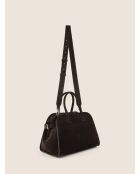 Borsa a mano Bon Voyage Mini in pelle di velluto marrone - 32x18 cm