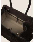 Borsa a mano Bon Voyage Mini in pelle di velluto marrone - 32x18 cm