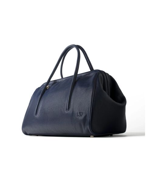 Bolso de mano Dr Quinn de piel azul marino - 47x15 cm