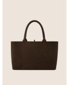Bolso de mano Simply Modern de piel color café - 37 x 13 cm