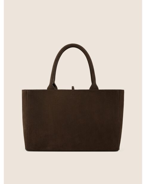 Bolso de mano Simply Modern de piel color café - 37 x 13 cm