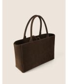 Bolso de mano Simply Modern de piel color café - 37 x 13 cm