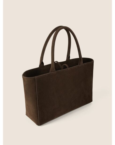 Bolso de mano Simply Modern de piel color café - 37 x 13 cm
