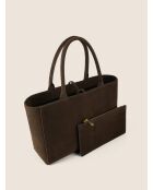 Bolso de mano Simply Modern de piel color café - 37 x 13 cm