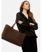 Bolso de mano Simply Modern de piel color café - 37 x 13 cm