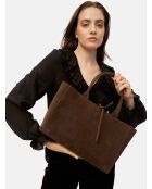 Bolso de mano Simply Modern de piel color café - 37 x 13 cm