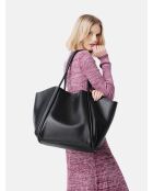 Sac cabas en cuir Big Big World New noir - 55x25 cm