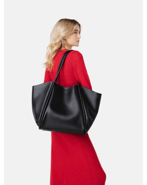 Sac cabas en cuir Big Big World New noir - 55x25 cm