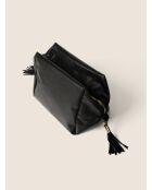 Trousse de maquillage en cuir noire - 20x27 cm