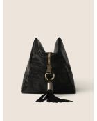 Trousse de maquillage en cuir noire - 20x27 cm