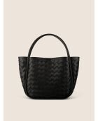 Petite Basket zwarte leren draagtas - 34x10 cm