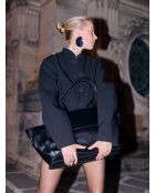 Sac cabas en cuir Midnight City Lights noir - 55x12 cm