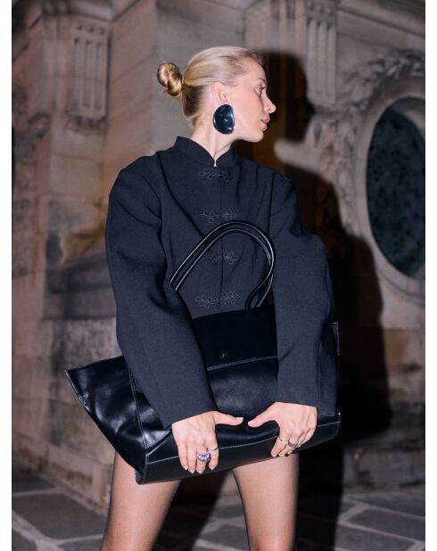 Sac cabas en cuir Midnight City Lights noir - 55x12 cm