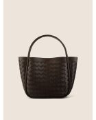 Borsa a tracolla Petite Basket café in pelle - 34x10 cm