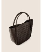 Borsa a tracolla Petite Basket café in pelle - 34x10 cm