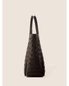 Borsa a tracolla Petite Basket café in pelle - 34x10 cm