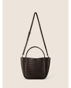 Borsa a tracolla Petite Basket café in pelle - 34x10 cm