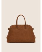 Bolso de mano Bon Voyage de piel aterciopelada coñac - 40x23 cm
