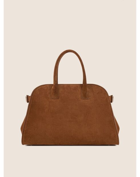 Bolso de mano Bon Voyage de piel aterciopelada coñac - 40x23 cm