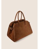 Bolso de mano Bon Voyage de piel aterciopelada coñac - 40x23 cm