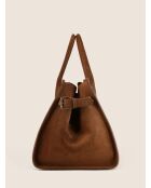 Bolso de mano Bon Voyage de piel aterciopelada coñac - 40x23 cm